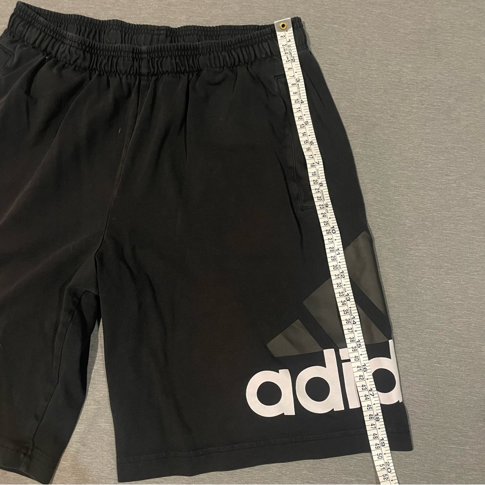 Adidas Black Cotton Blend Athletic Shorts Size Medium Elastic Waist Pockets - Picture 4 of 7